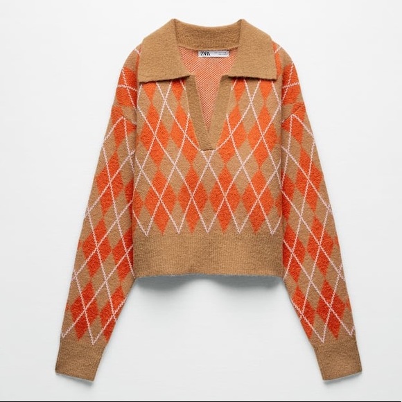 Zara Knit Argyle Sweater - Picture 13 of 16